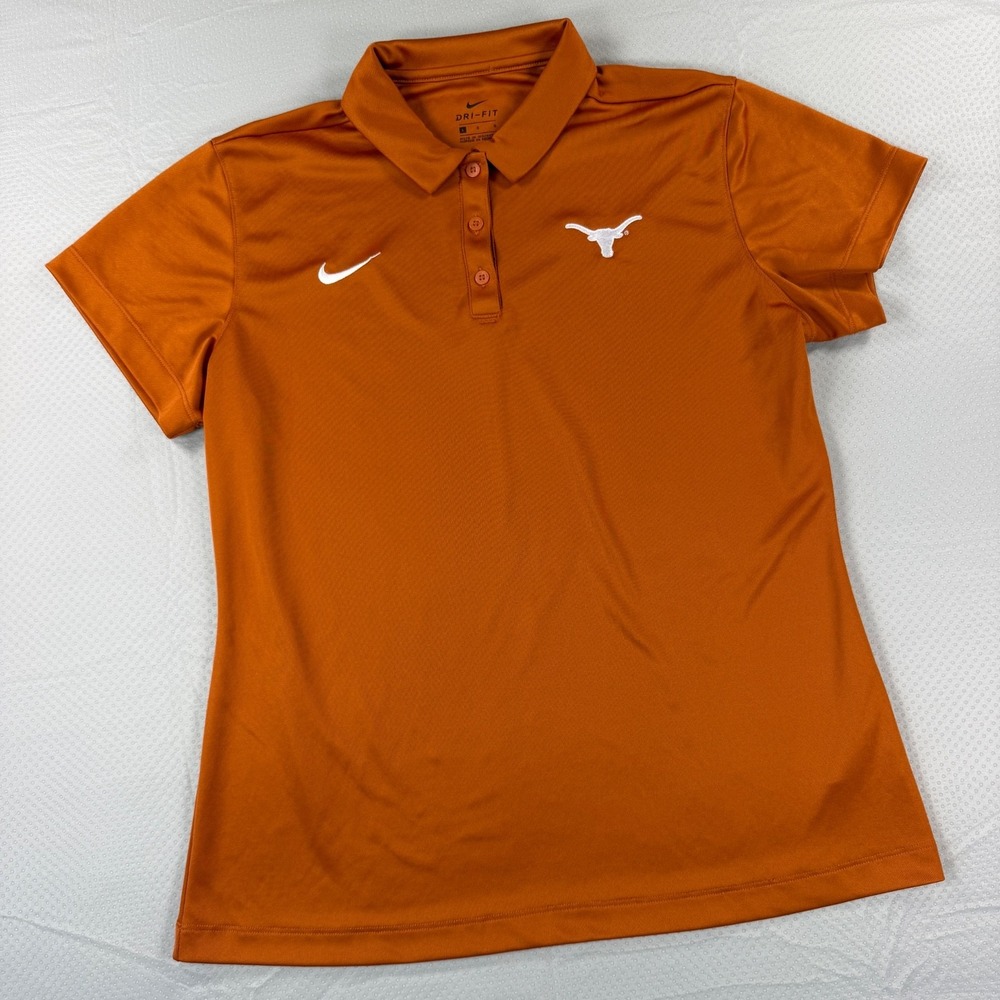 Nike Golf Texas Longhorns Polo Shirt Womens Large Burnt Orange Dri-Fit NCAA